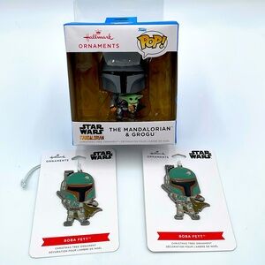 Mandalorian Grogu Funko POP! Bona Fett‎ Metal Star Wars Hallmark Ornaments